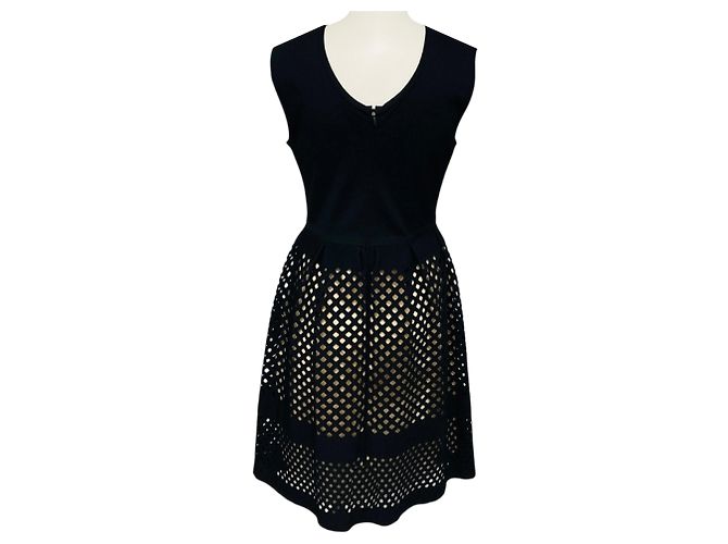 Fendi ärmelloses Strickkleid mit Openwork-Detail in Schwarz - Ansicht 3