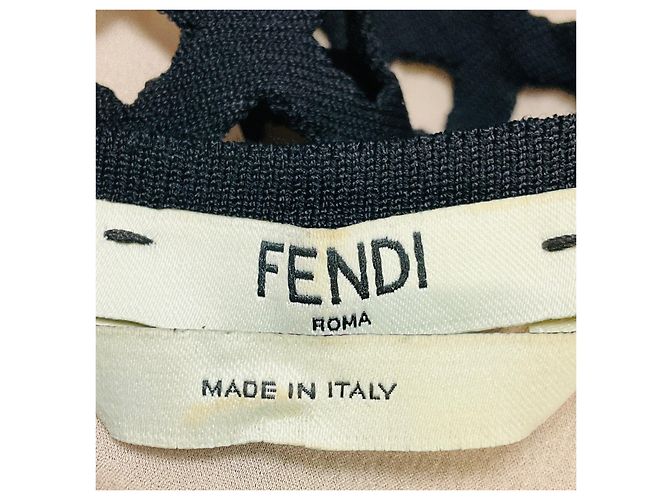 Fendi ärmelloses Strickkleid mit Openwork-Detail in Schwarz - Ansicht 4