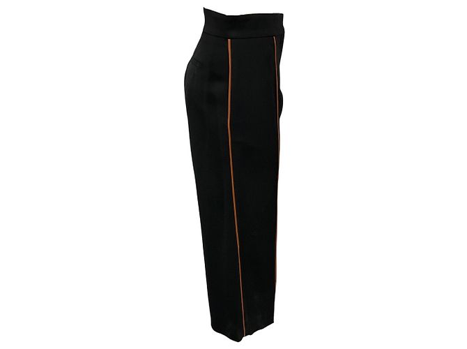 Pantalones elásticos de viscosa con ribetes de piel de cordero Black / Tan Loewe Negro - vista 2