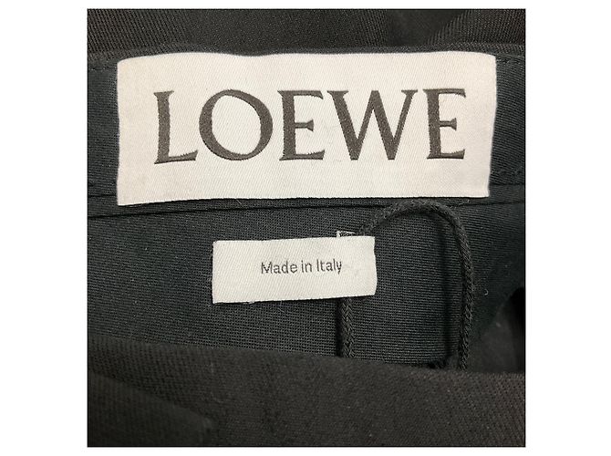 Pantalones elásticos de viscosa con ribetes de piel de cordero Black / Tan Loewe Negro - vista 4