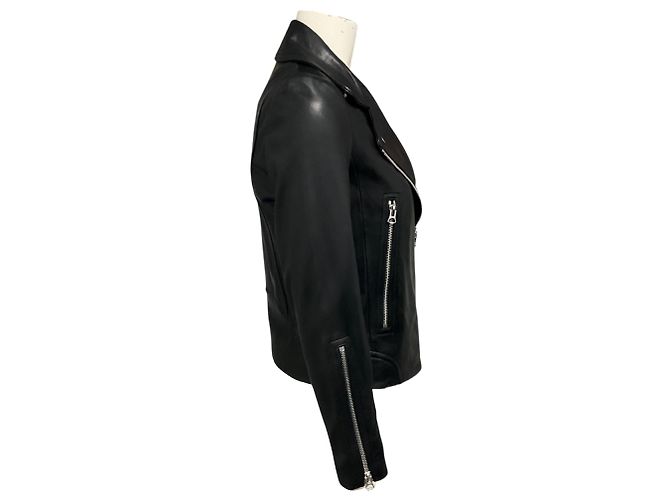 Veste Moto Zip en Cuir d'Agneau Noir Rag & Bone - vue 2