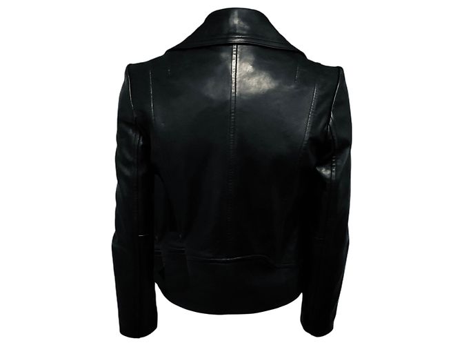 Veste Moto Zip en Cuir d'Agneau Noir Rag & Bone - vue 3