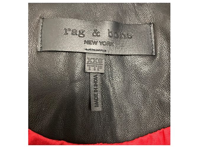 Veste Moto Zip en Cuir d'Agneau Noir Rag & Bone - vue 4