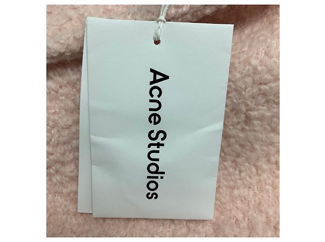 Acne Studios Einreihiger Bouclé-Mantel mit Gürtel in Powder Pink - Ansicht 5