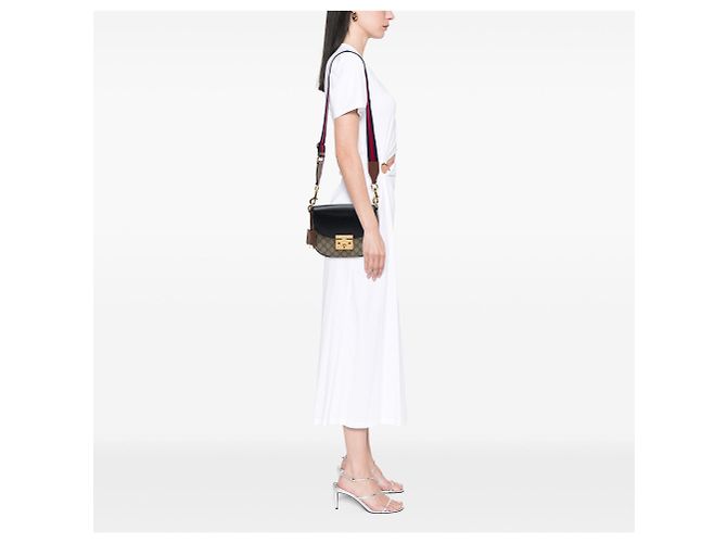 Borsa a tracolla Gucci GG Supreme Web Padlock Beige - vista 7