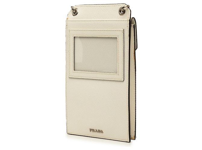 Borsa Satchel porta-cellulare Prada Saffiano Patch bianca Bianco - vista 2