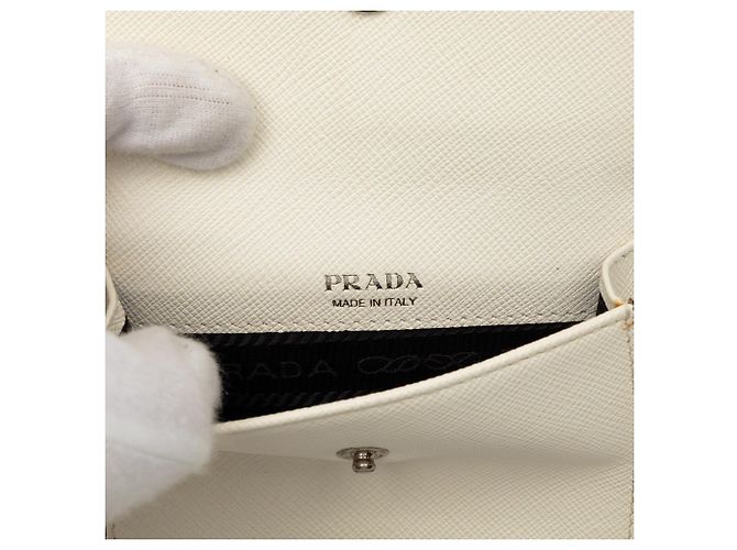 Borsa Satchel porta-cellulare Prada Saffiano Patch bianca Bianco - vista 5