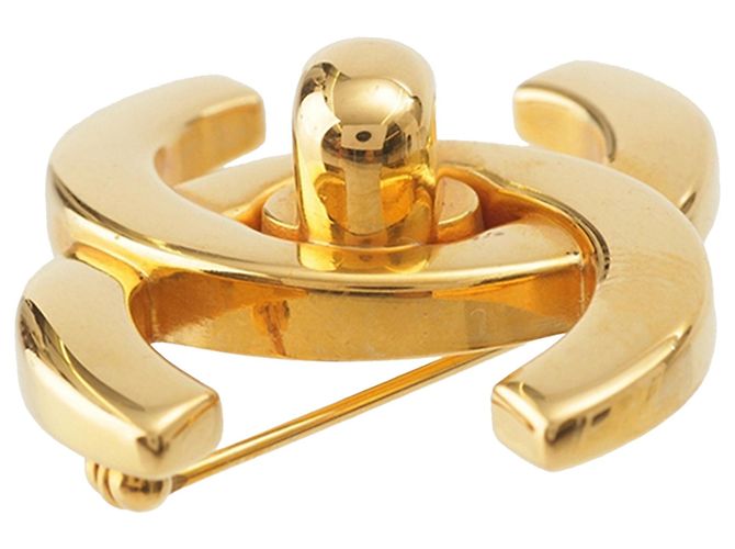 Spilla Chanel CC placcata oro con chiusura a rotazione D'oro - vista 3