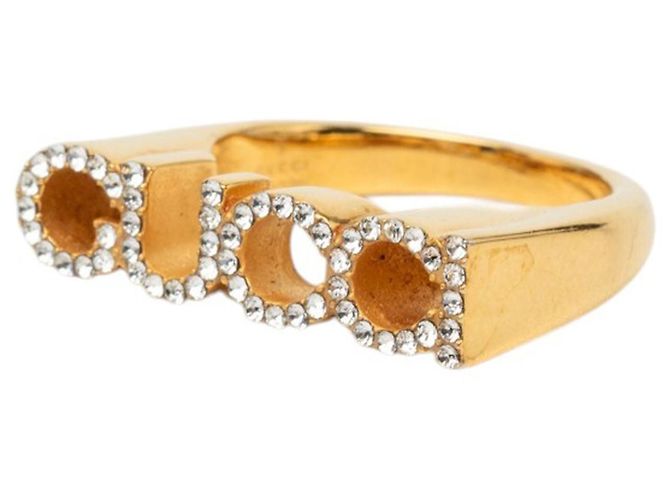 Gucci vergoldeter Ring mit Strass-Logo S Golden - Ansicht 2