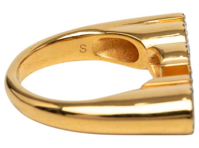 Gucci vergoldeter Ring mit Strass-Logo S Golden - Ansicht 4