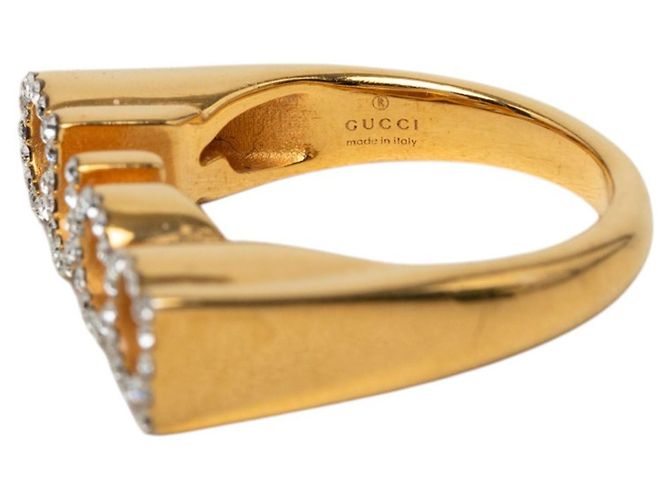 Gucci vergoldeter Ring mit Strass-Logo S Golden - Ansicht 5
