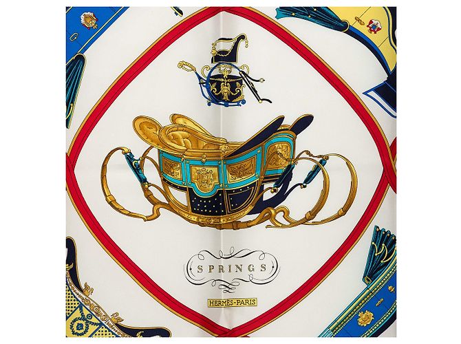 Hermès Springs Seidentuch Weiß 90 Scarves - Ansicht 2