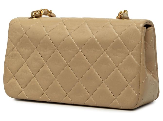 Borsa a tracolla Chanel Mini Rectangular CC Quilted Lambskin Full Single Flap Beige - vista 2