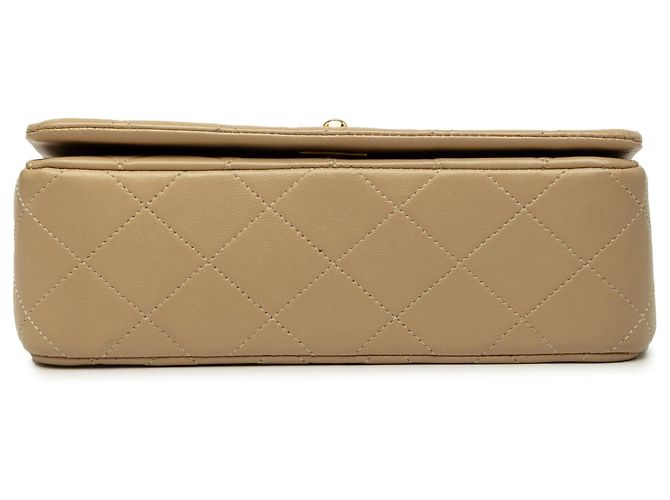 Borsa a tracolla Chanel Mini Rectangular CC Quilted Lambskin Full Single Flap Beige - vista 3