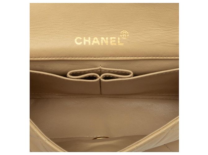 Borsa a tracolla Chanel Mini Rectangular CC Quilted Lambskin Full Single Flap Beige - vista 4