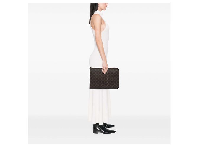 Borsa Business Portfolio Louis Vuitton Monogram Poche Documents Marrone - vista 5