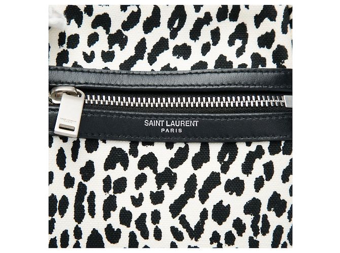 Borsa Messenger Sid in tela con stampa leopardata bianca Saint Laurent Bianco - vista 5