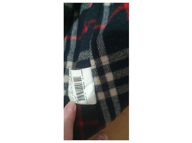 Burberry Navy Blue Wool Coat with Nova Check Lining - view 2
