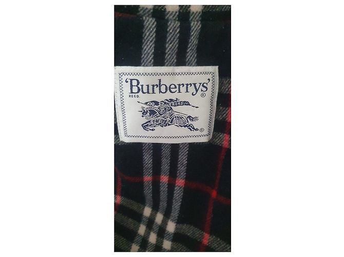 Burberry Navy Blue Wool Coat with Nova Check Lining - view 6