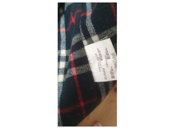 Burberry Navy Blue Wool Coat with Nova Check Lining - view 7