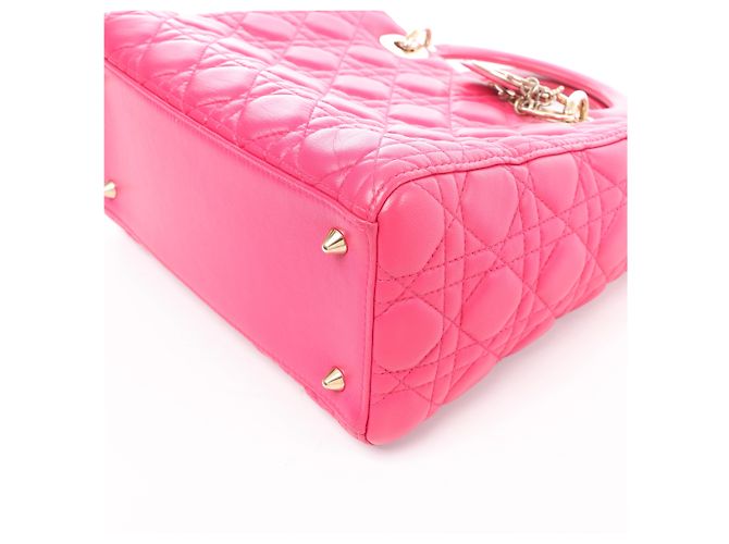 Borsa 2Way Lady Dior Medium in pelle Cannage di Christian Dior in Rosa Grigio - vista 10
