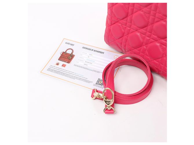 Borsa 2Way Lady Dior Medium in pelle Cannage di Christian Dior in Rosa Grigio - vista 14