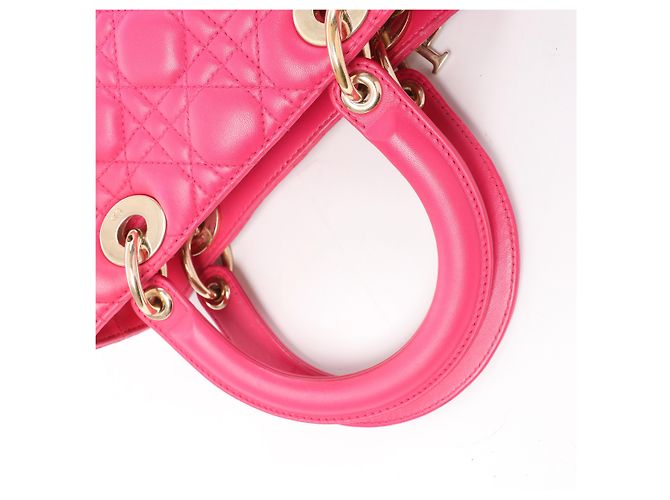 Borsa 2Way Lady Dior Medium in pelle Cannage di Christian Dior in Rosa Grigio - vista 5