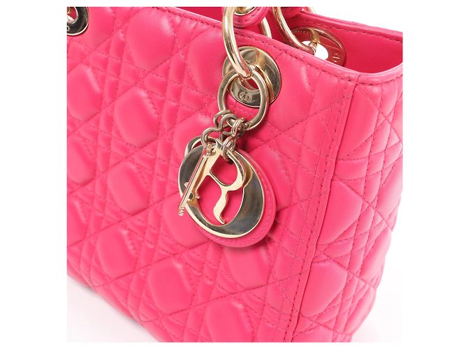 Borsa 2Way Lady Dior Medium in pelle Cannage di Christian Dior in Rosa Grigio - vista 6