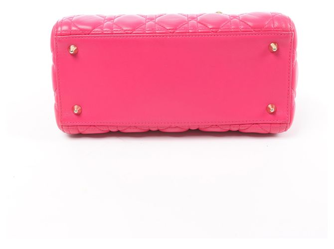 Borsa 2Way Lady Dior Medium in pelle Cannage di Christian Dior in Rosa Grigio - vista 8