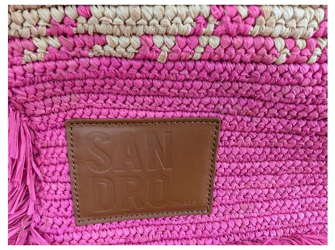 Sandro E24 The Sunset Multicolour Straw Shopper Bag Pink Multiple colors Orange - view 2