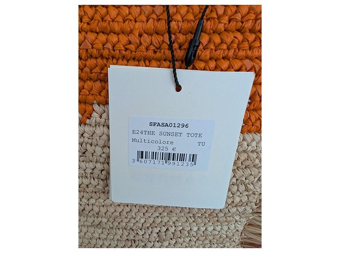 Sandro E24 The Sunset Multicolour Straw Shopper Bag Pink Multiple colors Orange - view 3