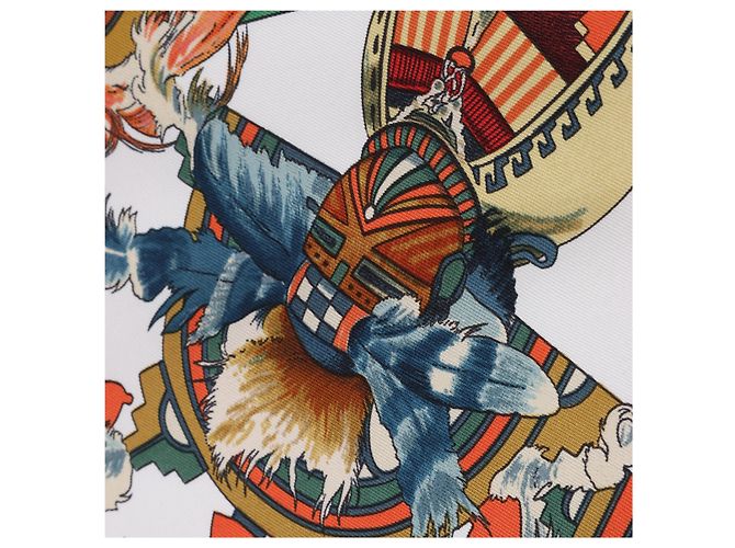 Hermès Carré 90 "Kachinas" Seidentuch in Navy Blue Marineblau - Ansicht 11