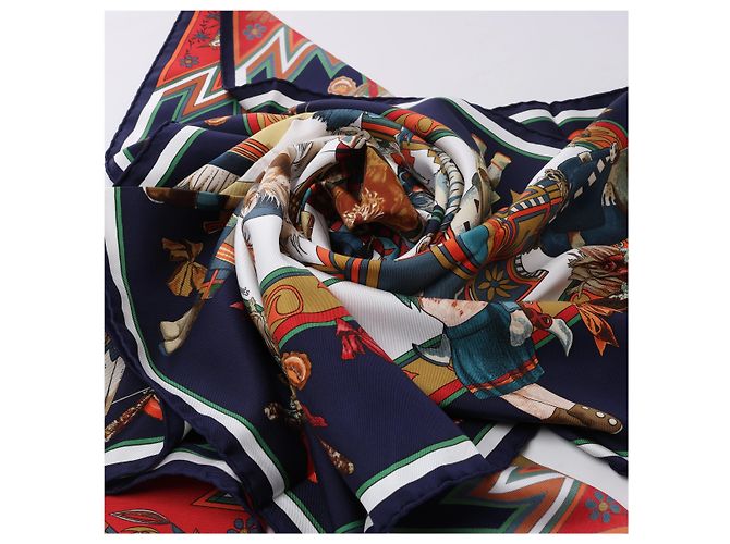 Hermès Carré 90 "Kachinas" Seidentuch in Navy Blue Marineblau - Ansicht 18
