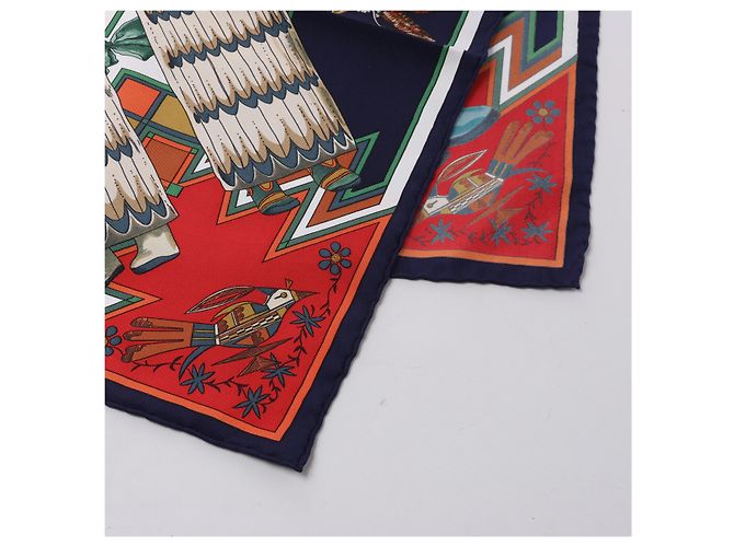 Hermès Carré 90 "Kachinas" Seidentuch in Navy Blue Marineblau - Ansicht 2