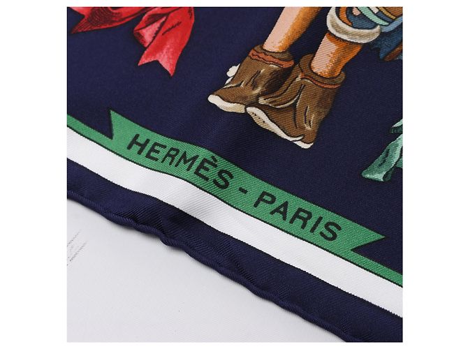 Hermès Carré 90 "Kachinas" Seidentuch in Navy Blue Marineblau - Ansicht 5