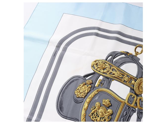 Hermès Carré 90 "BRIDES de GALA" Seidentuch in Blau - Ansicht 12