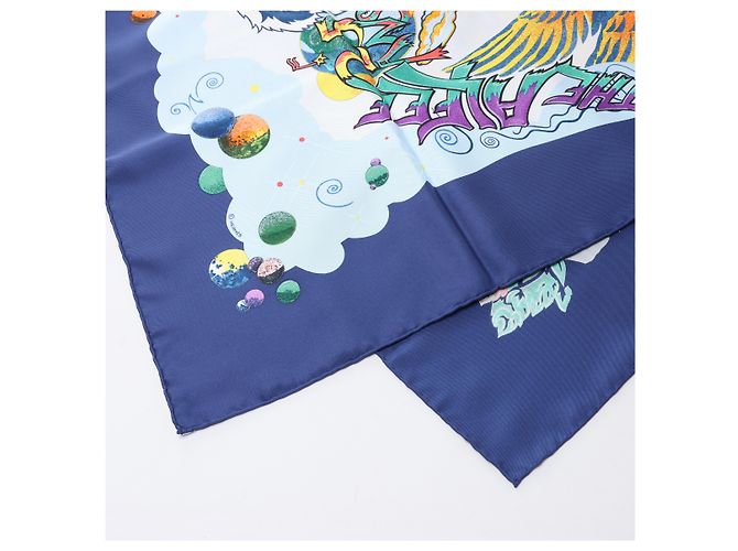 Hermès Carré 90 "THE ALFEE AUBE" Seidentuch in Navy Blue Marineblau - Ansicht 3