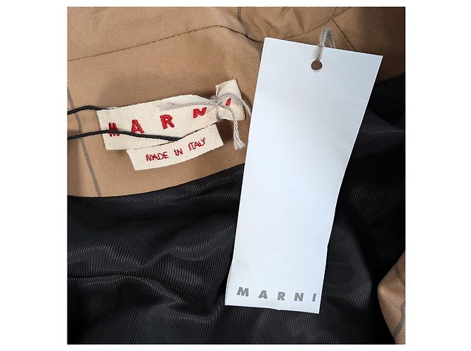 Marni Checkered Two-Tone Trench Coat, Size 38 Brown - view 15