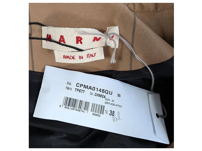 Marni Checkered Two-Tone Trench Coat, Size 38 Brown - view 16
