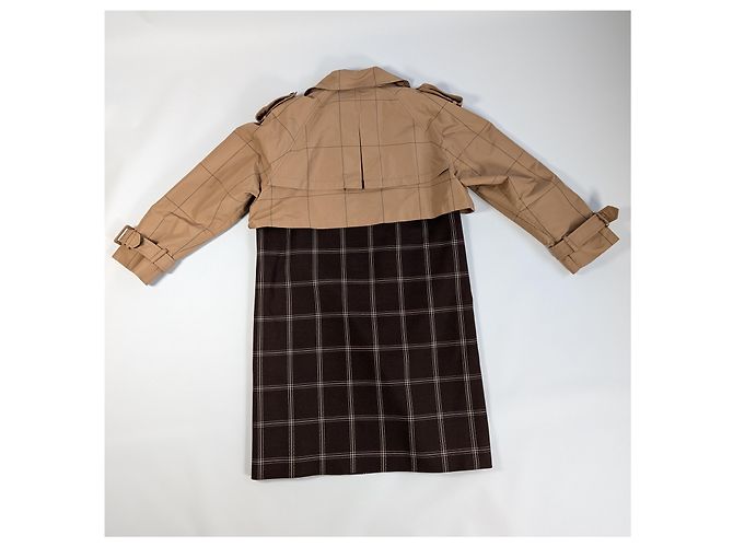 Marni Checkered Two-Tone Trench Coat, Size 38 Brown - view 4