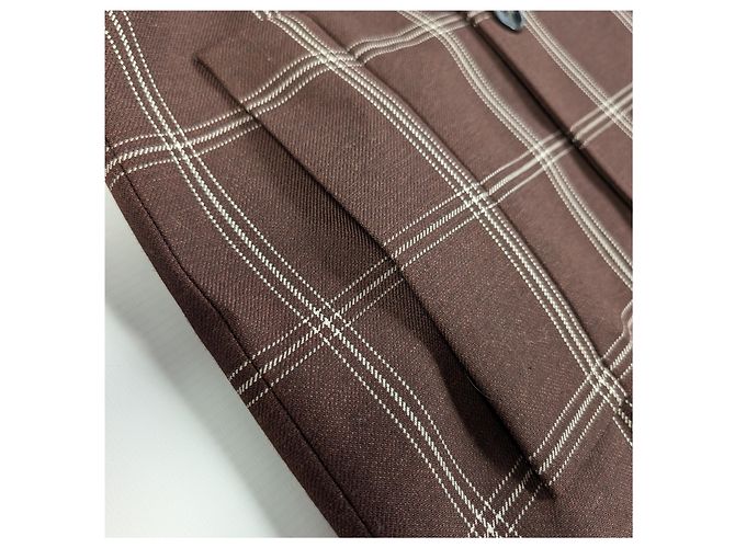 Marni Checkered Two-Tone Trench Coat, Size 38 Brown - view 5