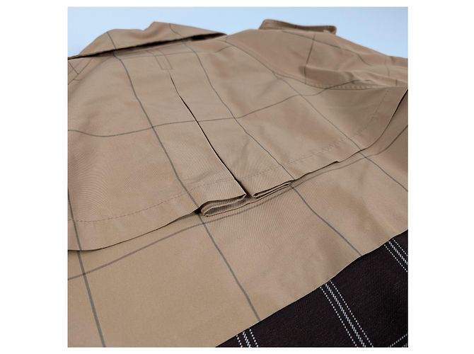 Marni Checkered Two-Tone Trench Coat, Size 38 Brown - view 9