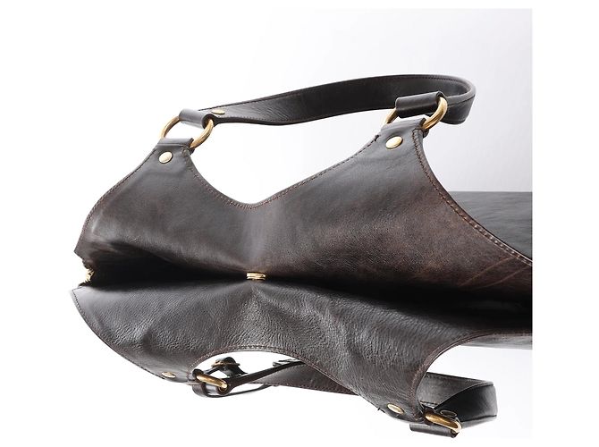 Autre Marque Borsa a tracolla Tribute Large in pelle Saint Laurent Paris, Marrone - vista 12
