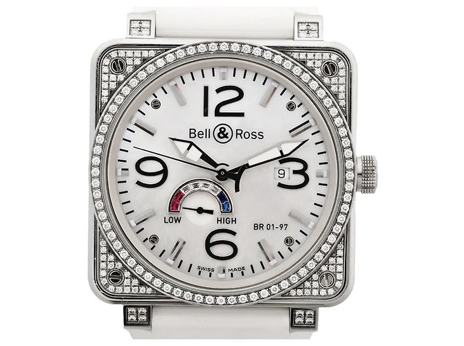 Orologio Bell & Ross BR01-97SD 018 SS & Rubber AT con quadrante White Shell Bianco - vista 2