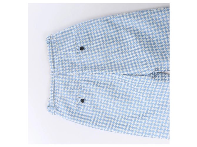 Christian Dior Houndstooth-Baumwollhose mit Gürtel in Blau, Größe FR 38 - Ansicht 3