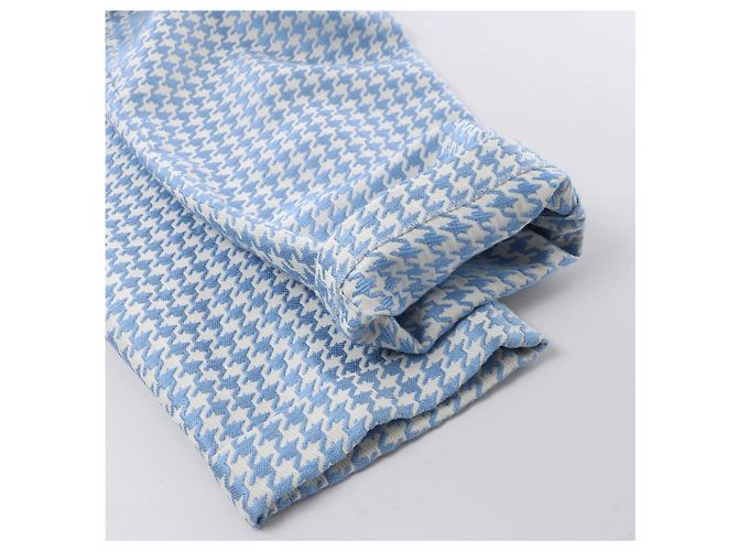 Christian Dior Houndstooth-Baumwollhose mit Gürtel in Blau, Größe FR 38 - Ansicht 8