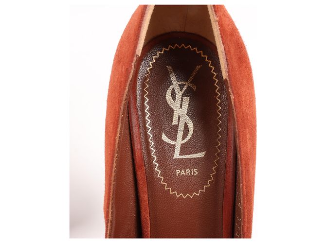 Autre Marque Saint Laurent Tribute Two Brown Suede Pumps, Size 37.5 EU Marrone - vista 5
