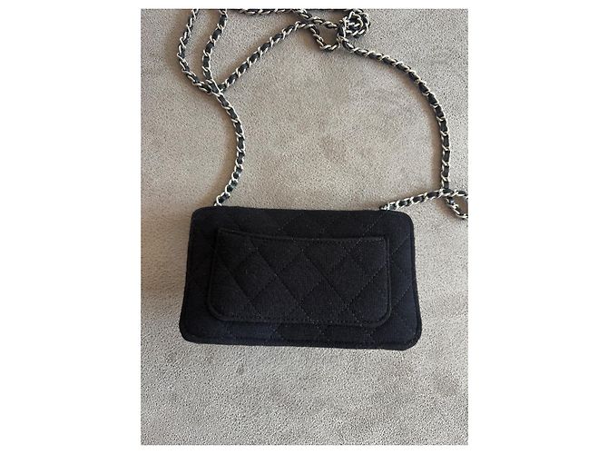 Chanel Borsa a tracolla in tessuto trapuntato nero - vista 3