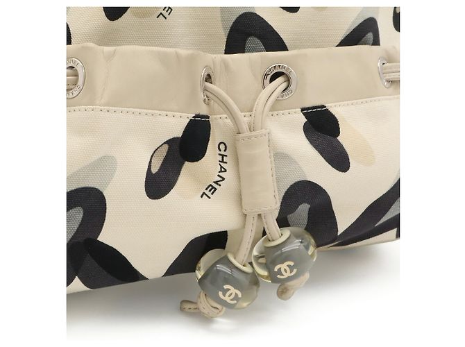 Borsa a tracolla e tote in tela Chanel Marrone Nero Crudo - vista 10