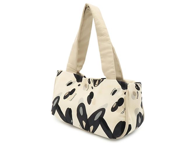 Borsa a tracolla e tote in tela Chanel Marrone Nero Crudo - vista 3